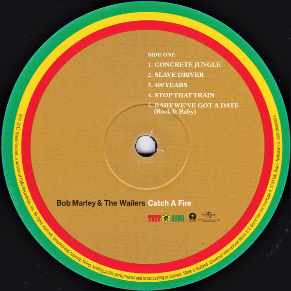 Image of Label Cover of LP - NEW/NEW - BOB MARLEY AND THE WAILERS, Catch A Fire (Island; 5360068, Europe 2015 Reissue), , It is nearly impossible to imagine a time when reggae was not part of the cultural currency. Though Bob Marley and the Wailers cannot be said to have invented the style, they certainly brought it to the world stage, and this album was the torch that lit the way. 'Catch A Fire 'hit with the force of a revelation when it was released in 1973, and though Chris Blackwell tailored its sound w