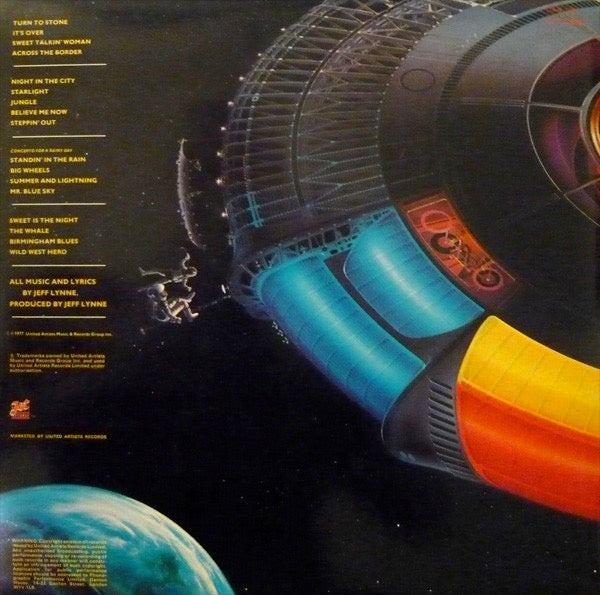 Image of Back Cover of 4644399S: 2xLP - ELO - THE ELECTRIC LIGHT ORCHESTRA, Out Of The Blue (Jet; UAR100, UK 1977, Gatefold, 2 Inners, No Poster) Light wear, strong VG.  VG/VG