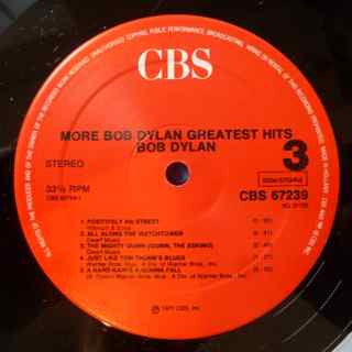 Image of Label Cover of 2xLP - VG+/EX - BOB DYLAN, More Bob Dylan Greatest Hits (CBS Red; CBS 67239, Netherlands 1980s Reissue, Gatefold), ,  - 3326104E