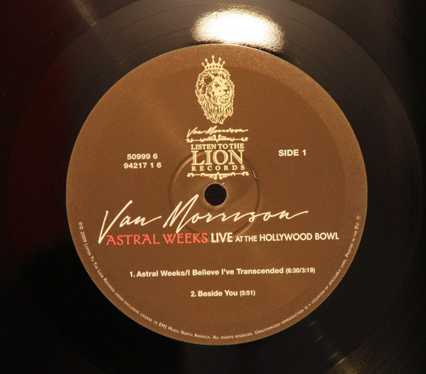 Image of Label Cover of 2xLP - VG/F - VAN MORRISON, Astral Weeks Live At The Hollywood Bowl (Listen To The Lion Records; 50999 6 93423 1 8 , Europe 2009, Gatefold, 180 Gram Vinyl), Disc 1 is VG. Disc 2 is slightly warped (would be VG) so have downgraded to F but will still play on most turntables.,  - 1826119E