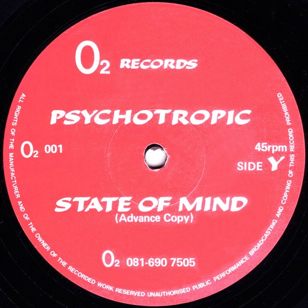 Image of Back Cover of 12" - /G+ - PSYCHOTROPIC, Psychosis / State Of Mind (02 Records; 02 001, UK 1990, Plain Sleeve), ,  - 2526318E