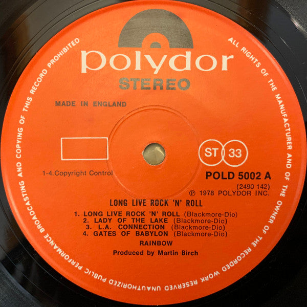 Image of Label Cover of LP - VG/VG+ - RAINBOW, Long Live Rock N' Roll (Polydor; POLD 5002, UK 1978, Textured Gatefold Sleeve, Limited Edition Special Price Stamp On Sleeve), Edge Wear,  - 3826185E