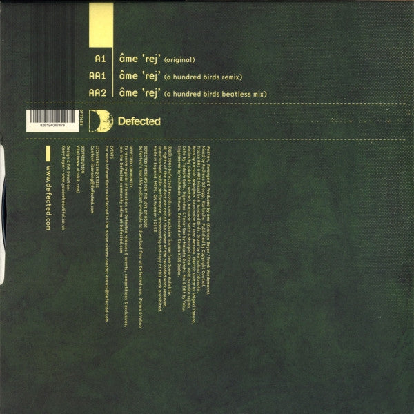 Image of Back Cover of 12" - VG/G+ -  ME, Rej (Defected; DFTD138, UK 2006, Picture Sleeve), Large and deeper mark on B-side. Creases on sleeve,  - 2416466C