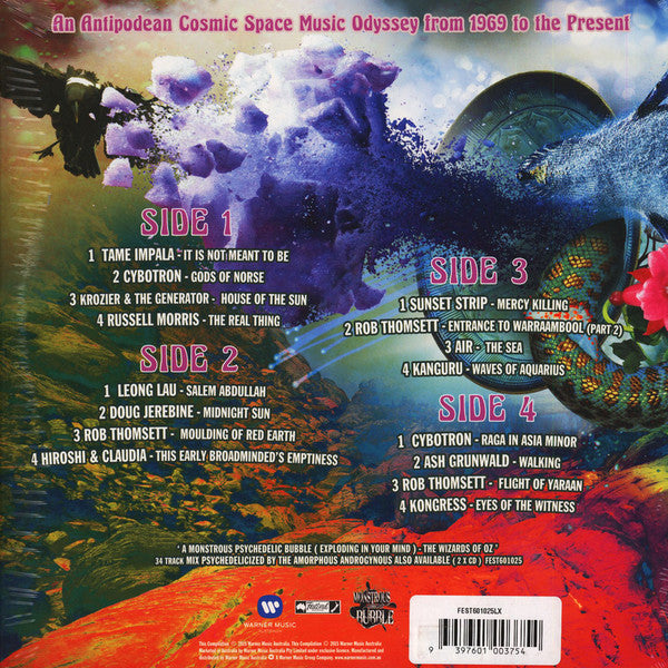 Image of Back Cover of 2xLP - VG+/VG+ - VARIOUS COMPILED BY THE AMORPHOUS ANDROGYNOUS, A Monstrous Psychedelic Bubble (Exploding In Your Mind) The Wizards Of Oz (Festival Records; FEST601025LX, Australia 2016, Gatefold, Clear Vinyl), ,  - 3826036E