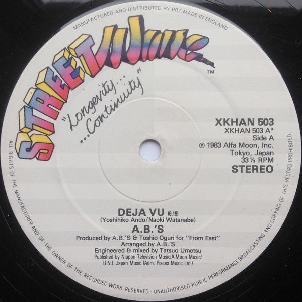 Image of Front Cover of 4114343C: 12" - A.B.'S, Deja Vu / Asian Moon (Streetwave; XKHAN 503, UK 1983, Die Cut Company Sleeve)   VG+/VG