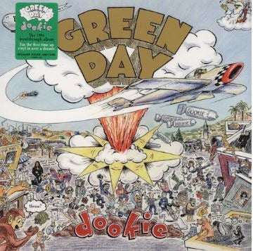 Image of Front Cover of LP - NEW/NEW - GREEN DAY, Dookie (Reprise Records; 9362-49869-5, Europe 2009 Reissue, Insert), , Dookie is punk-pop three piece Green Day's first full-length offering for a major label. By combining traditional punk rock riffs with pop sensibilities, Dookie manages to capture the band's distinctive sound without losing any of the energy. Contains the singles Longview, Basket Case and When I Come Around. - 6016052C