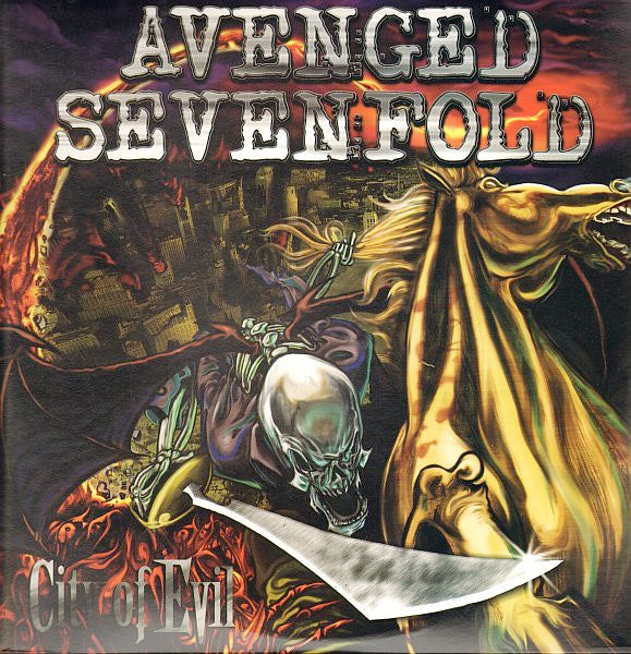 Image of Front Cover of 5214303C: 2xLP - AVENGED SEVENFOLD, City of Evil (Hopeless; HR682-1, US 2005, Gatefold, Black Vinyl)   VG/VG+