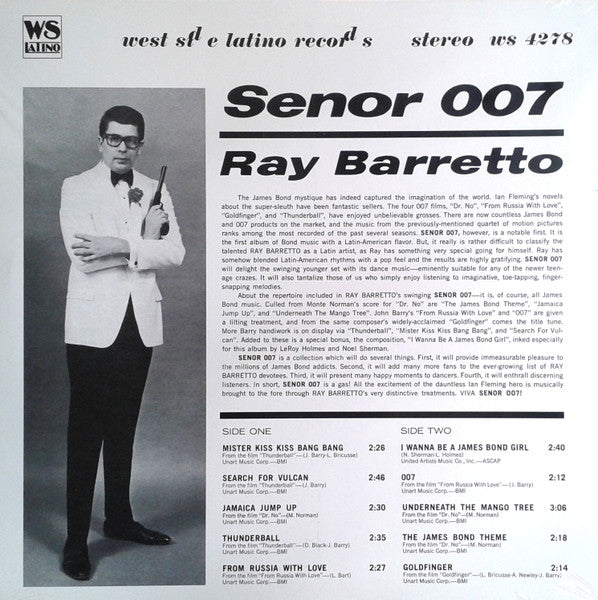 Image of Back Cover of 3814611C: LP - RAY BARRETTO, Senor 007 (West Side Latino Records; WS 4278, US 2007 Reissue) Clean copy  VG+/VG+