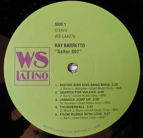 Image of Label Cover of 3814611C: LP - RAY BARRETTO, Senor 007 (West Side Latino Records; WS 4278, US 2007 Reissue) Clean copy  VG+/VG+