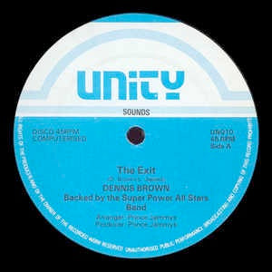 Image of Front Cover of 12" - /VG - DENNIS BROWN, The Exit (Unity Sounds; UN010, UK 1986, Plain Sleeve), Some storage marks/fogging to disc but plays well!,  - 3016151C