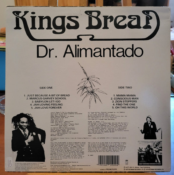 Image of Back Cover of 1433123E: LP - DR. ALIMANTADO, Kings Bread (Ital Sounds; none, US 2010, Picture Sleeve)   NEW/NEW