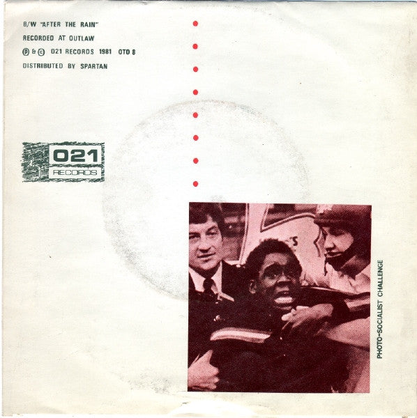 Image of Back Cover of 7" - VG/VG - THE ECLIPSE BAND, Blood Fi Dem / After The Rain (021 Records; OTO 8, UK 1981, Picture Sleeve, Solid Centre), Marks on vinyl (more so on B side). Some wear to sleeve.,  - 2456048S