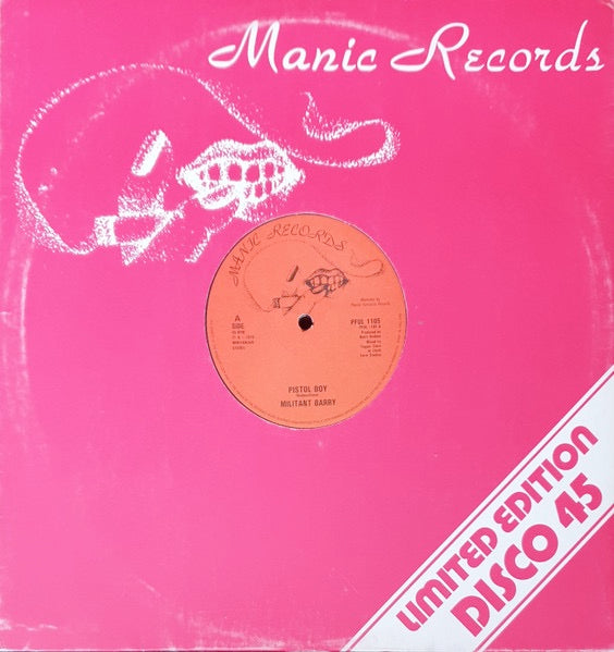Image of Front Cover of 4615090C: 12" - MILITANT BARRY, Pistol Boy / Green Valley (Manic Records; PFUL 1105, UK 1979, Company Sleeve)   VG+/VG+