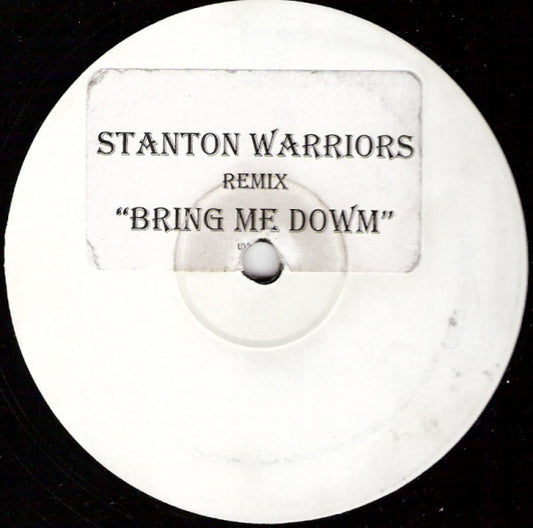 Image of Front Cover of 12" - /G+ - ZACK TOMS, Bring Me Down (Stanton Warriors Remix) (Unda-Vybe; UVM017, UK Reissue, Stickered White Label, Plain Sleeve), A few marks but plays well, with some light surface noise,  - 3526239E