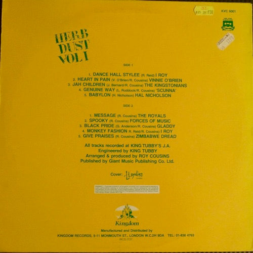 Image of Back Cover of LP - VG/G+ - VARIOUS, Herb Dust Vol 1 (Kingdom; KVC 6001, UK 1983), Light Marks only.,  - 2316296C