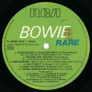 Image of Label Cover of 5024232E: LP - DAVID BOWIE, Rare (RCA; PL 45406, Italy 1982, Inner)   VG+/VG+