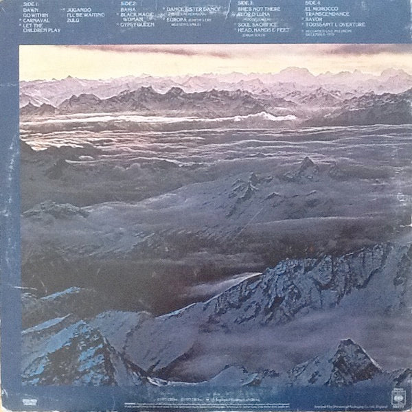 Image of Back Cover of 2xLP - VG+/VG+ - SANTANA, Moonflower (CBS; CBS 88272, UK 1977, Gatefold, 2 Inners), Hype Sticker on Sleeve, With Santana Inseret,  - 3926103E