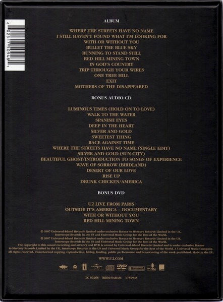 Image of Back Cover of 3xCD - VG/VG+ - U2, The Joshua Tree (Mercury; 1750948, Europe 2007 Reissue, Box Set, Book, 5 Postcards, 2CD & 1DVD), ,  - 2956000S