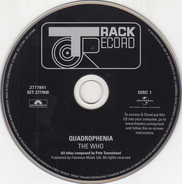 Image of Label Cover of 5xCD - VG+/VG - THE WHO, Quadrophenia - Director's Cut (Polydor; 2777840, Europe 2011 Reissue, Box Set, Book, Poster, 4 CDs, DVD and 7"), Very light marks on some of the discs,  - 3946399S