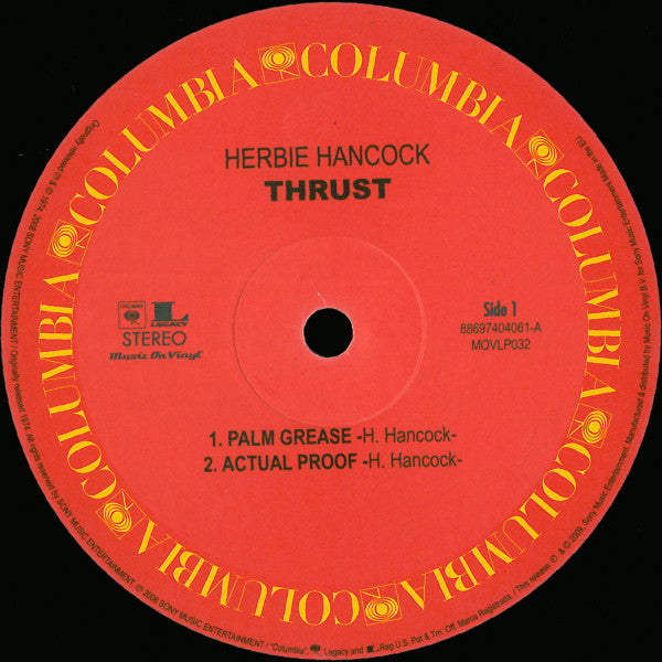 Image of Label Cover of LP - VG+/VG+ - HERBIE HANCOCK, Thrust (Columbia; MOVLP032, Europe 2009 Reissue, Picture Sleeve, 180 Gram Vinyl, Remastered), ,  - 3326035E