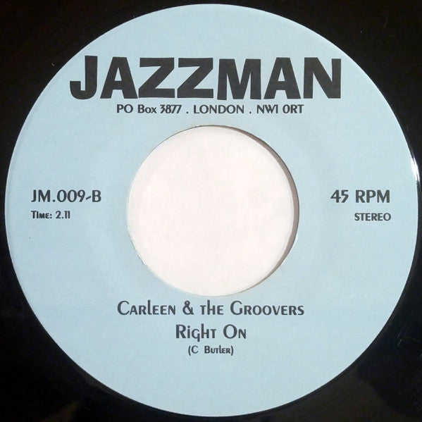 Image of Back Cover of 7" - /G+ - CARLEEN & THE GROOVERS, Can We Rap / Right On (Jazzman; JM.009, UK 2000 Reissue, Plain sleeve), Storage scuffs on B-side,  - 2616391C