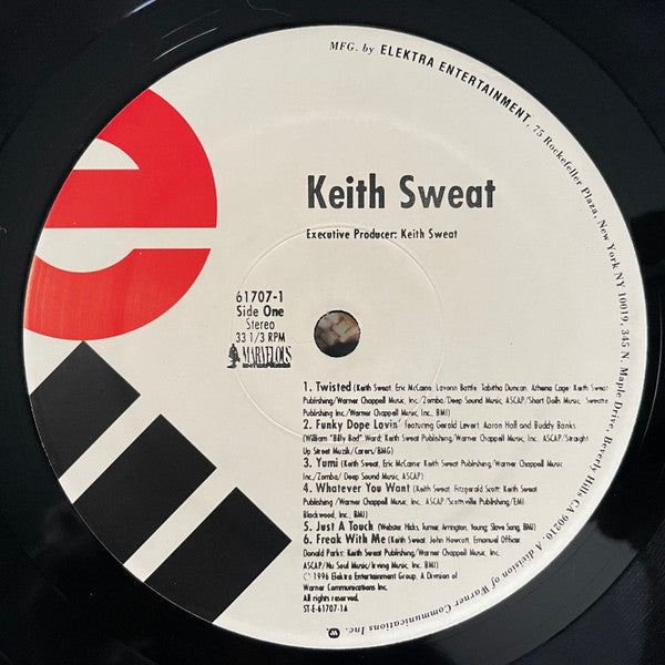 Image of Label Cover of LP - VG+/VG - KEITH SWEAT, Keith Sweat (Elektra; 61707-1, US 1996, Insert), Some very light marks on each side, a small pressing flaw on track A3. Hype stickered shrink-wrap on sleeve (also with sticker ghost on plastic),  - 3416457C