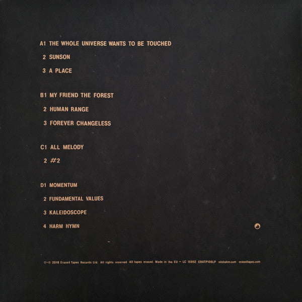 Image of Back Cover of 2xLP - NEW/NEW - NILS FRAHM, All Melody (Erased Tapes Records; ERATP106LP, Europe 2018, Booklet), ,  - 3316479C