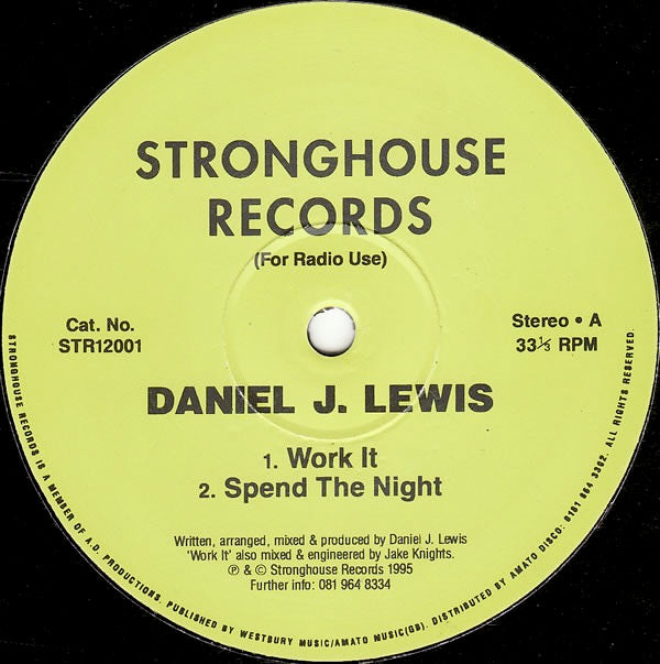Image of Front Cover of 12" - /G - DANIEL J. LEWIS, Four For The Floor (Stronghouse; STR12001, UK 1995), lots of scuffs and marks,  - 3846092S