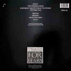 Image of Back Cover of LP - VG/G+ - TEARS FOR FEARS, Songs From The Big Chair (Mercury; MERH 58, UK 1985, Inner, Larger Text At Bottom Of Labels), A few marks but only light hairlines, overall a strong G+, plays well. Cover has MERH 'The New Album' removable sticker,  - 2526021E