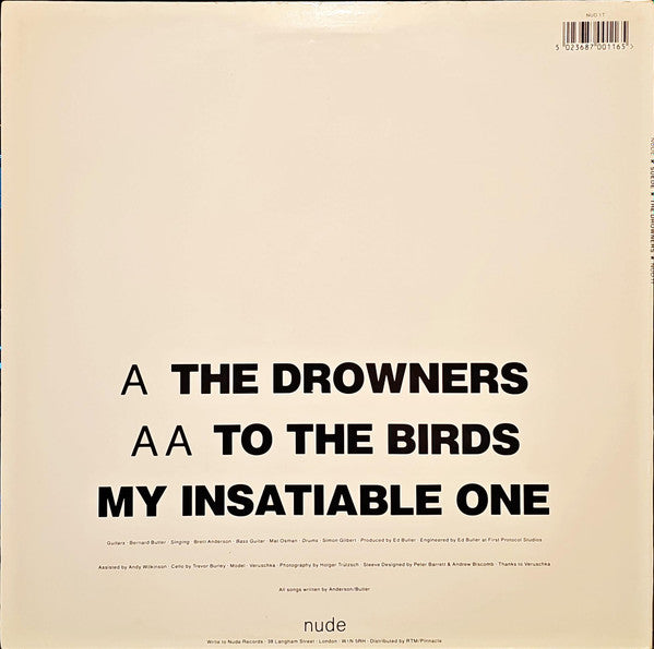 Image of Back Cover of 12" - VG/VG - SUEDE, The Drowners (Nude Records; NUD 1T, UK 1992, Picture Sleeve), ,  - 3026008E