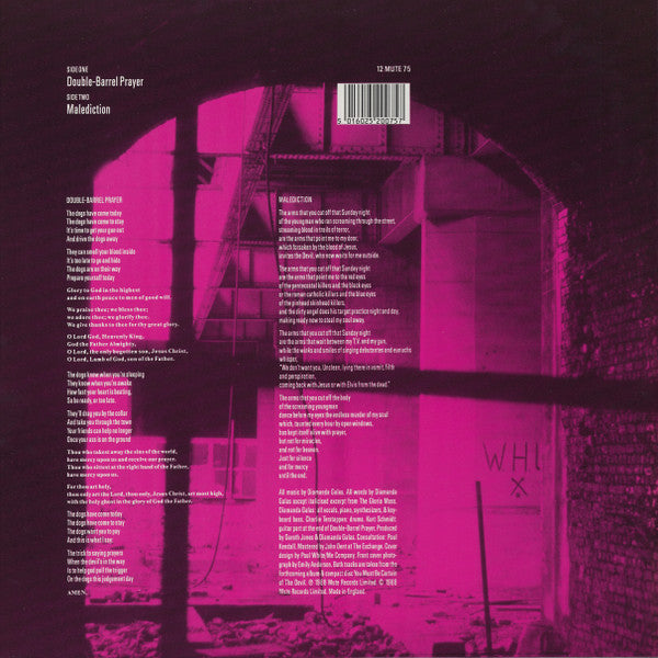 Image of Back Cover of 12" - VG/VG+ - DIAMANDA GALAS, Double-Barrel Prayer (Mute; 12 MUTE 75, UK 1988), Light edge wear,.,  - 3846351S