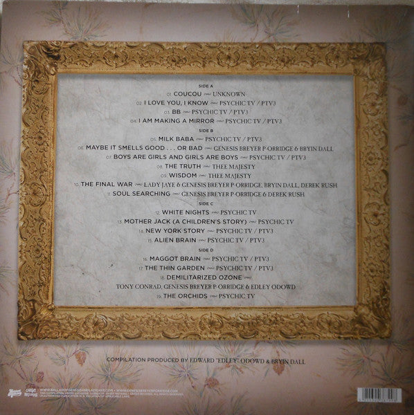 Image of Back Cover of 2xLP - EX/EX - VARIOUS, The Ballad Of Genesis And Lady Jaye: Music From The Motion Picture  (Sweet Nothing Records; SNLP055, UK 2016, Gatefold, Limited Edition Clear vinyl), ,  - 3826039E