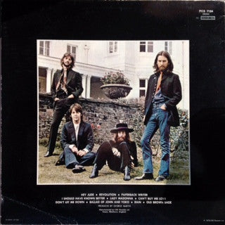 Image of Back Cover of 4715066C: LP - THE BEATLES, Hey Jude (Parlophone 2 Boxed EMI Logos; PCS7184, UK 1980 Reissue, Non-Laminated Sleeve, Manufactured in the UK Label) Strong VG, Ring wear and edge wear to sleeve  VG/VG
