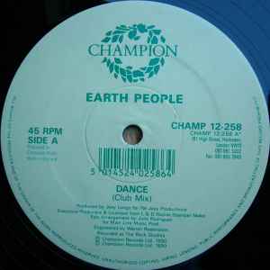 Image of Label Cover of 12" - G+/G+ - EARTH PEOPLE, Dance (Champion; CHAMP 12-258, UK 1990, Picture Sleeve), Sleeve creased and ringworn,,  - 3416033C