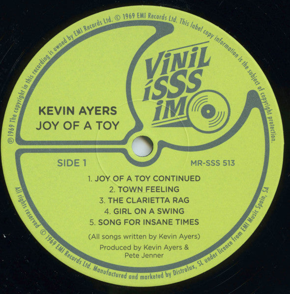 Image of Label Cover of 4745161S: LP - KEVIN AYERS, Joy Of A Toy (Vinilissimo; MRSS513, Spain 2012 Reissue, Gatefold, Promo Sticker On Sleeve) Strong VG+  VG+/VG+