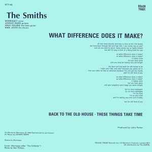 Image of Back Cover of 12" - VG/VG+ - THE SMITHS, What Difference Does it Make (Rough Trade; RTT146, UK 1984, Morrissey Sleeve, 2nd edition), Edge Wear,  - 3126270E