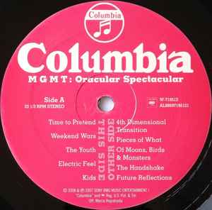 Image of Label Cover of LP - VG+/VG+ - MGMT, Oracular Spectacular (Columbia; 88697 19512 1, US 2008, Inner), ,  - 3726423E