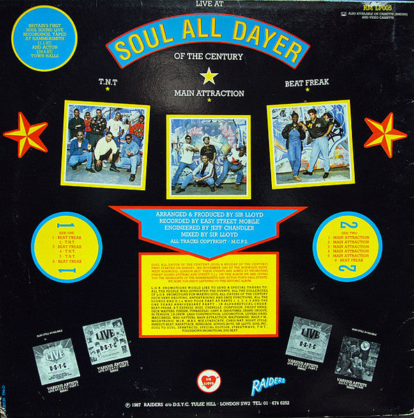 Image of Back Cover of LP - VG/VG - VARIOUS ARTISTS, Live At Soul All Dayer Of The Century (LGR Records; RMLP-2005, UK 1987), Writing on label and sleeve. Light hairlines. ,  - 4126327E