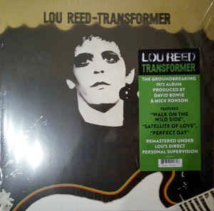 Image of Front Cover of LP - NEW/NEW - LOU REED, Transformer (RCA; 88985349031 , Europe 2016 Reissue), , Lou Reed's second solo album Transformer is an album that everyone should own. It was the moment when the seventies poster boy for shock-rock therapy found a balance between unbelievably catchy tunes and proto punk reportage from the gutters of Manhattan. It includes Walk on the Wild Side, Perfect Day and Satellite of Love. It was produced and features David Bowie and Mick Ronson.  Remastered under Lou's