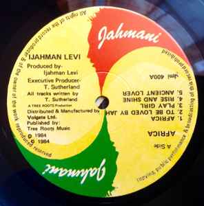 Image of Label Cover of LP - VG/VG+ - IJAHMAN LEVI, Africa (Jahmani; JMI 400, UK 1984), Light shelf wear to sleeve.,  - 3916275C