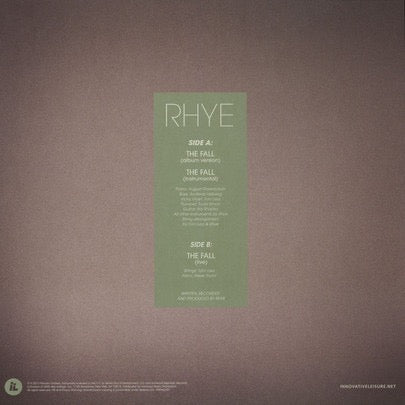 Image of Back Cover of 12" - VG+/VG+ - RHYE, The Fall (Innovative Leisure Records; THEFALLV01, US 2012, Clear Plastic Sleeve, Insert), ,  - 3516688C