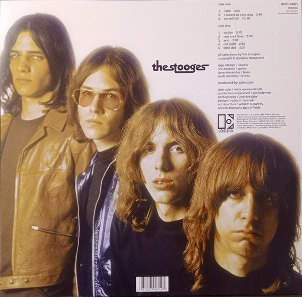 Image of Back Cover of LP - NEW/NEW - THE STOOGES, The Stooges (Elektra; RCV1-74051, Europe 2016 Reissue, Clear / Black Swirl Vinyl), , Raw, raucous, amazing and absolutely essential. Walls of distortion, banshee vocals,weird distorted wah-wah solos and sheer electricity. This is regarded as a seminal proto-punk release. "I Wanna Be Your Dog" and "1969" were both released as singles. Pressed on Clear / Black Swirl Vinyl. - 6036116E