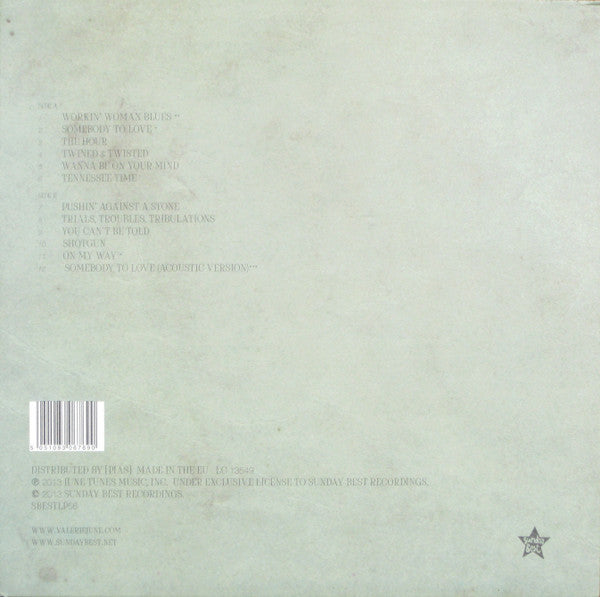 Image of Back Cover of LP - EX/EX - VALERIE JUNE, Pushin' Against A Stone (Sunday Best Recordings ; SBESTLP56, Europe 2013, Inner, 180 Gram Vinyl), Opened Instore, Still In Stickered Shrinkwrap,  - 4346315S