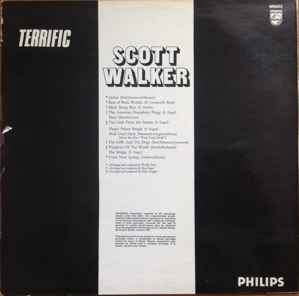 Image of Back Cover of LP - VG/G+ - SCOTT WALKER, Terrific  (Philips; 6856 022, UK 1970s Reissue, Reissue Of "Scott 2"), ,  - 4016062C