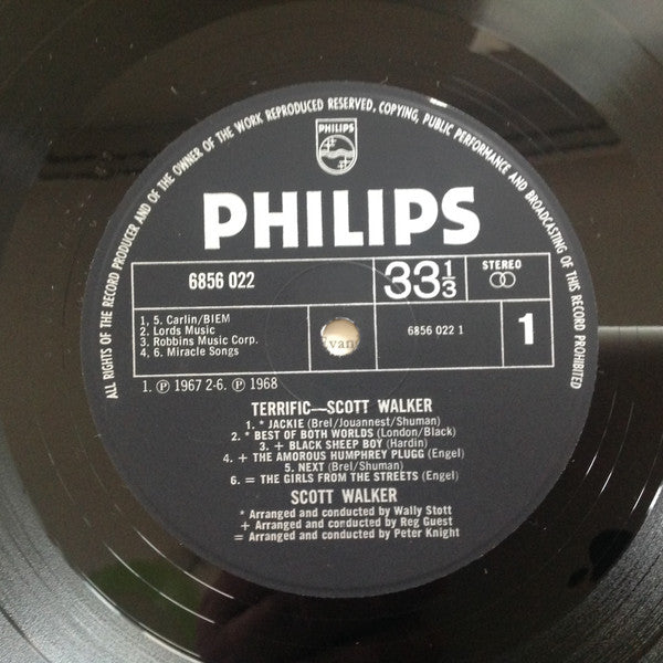 Image of Label Cover of LP - VG/G+ - SCOTT WALKER, Terrific  (Philips; 6856 022, UK 1970s Reissue, Reissue Of "Scott 2"), ,  - 4016062C