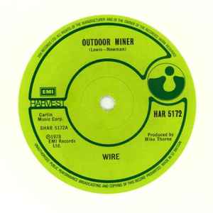 Image of Label Cover of 7" - VG/VG - WIRE, Outdoor Miner / Practice Makes Perfect (Harvest; HAR5172, UK 1979, Picture Sleeve, White Vinyl), ,  - 1056225S