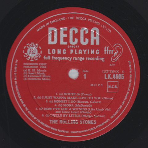 Image of Label Cover of 5124201E: LP - THE ROLLING STONES, The Rolling Stones (Decca Red Unboxed; LK 4605, UK 1964, Flipback Sleeve , Mona On Sleeve & Label)   VG/VG