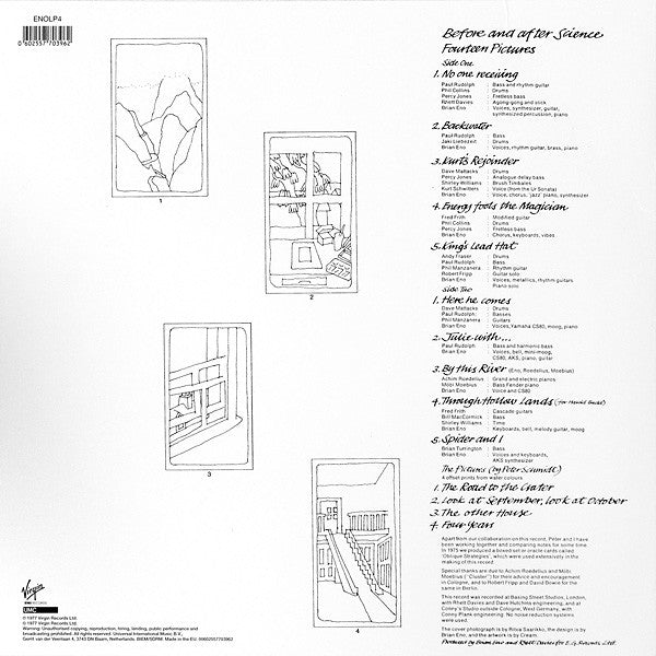 Image of Back Cover of 2555170S: LP - BRIAN ENO, Before and After Science (Virgin EMI Records; ENOLP4, Europe 2017 Reissue, � )   NEW/NEW