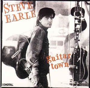 Image of Front Cover of 3514380C: LP - STEVE EARLE, Guitar Town (MCA Blue Rainbow; MCF 3335, UK 1986) Strong VG  VG/VG