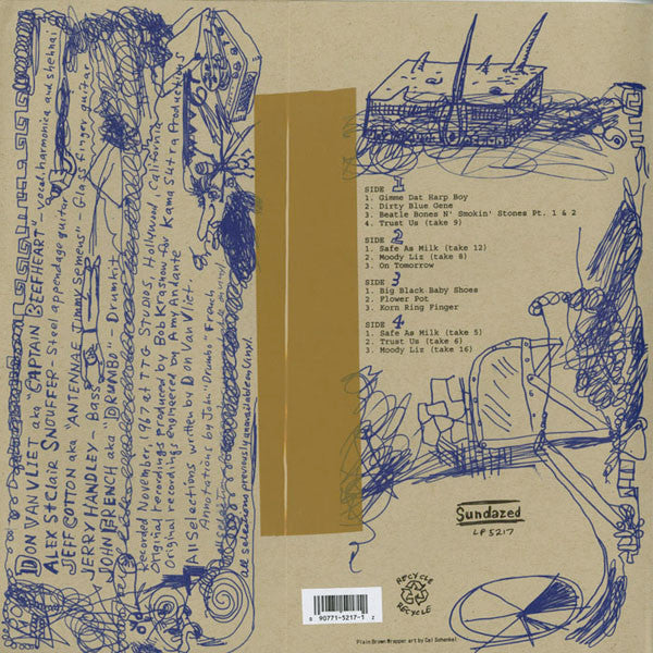 Image of Back Cover of 2xLP - VG+/M - CAPTAIN BEEFHEART AND HIS MAGIC BAND , It Comes To You In A Plain Brown Wrapper  (Sundazed Music ; LP 5217 , US 2008, Oatmeal Paper Wrapper Over Gatefold Sleeve), Tiny tear in wrapper. Vinyl still sealed. ,  - 3626022E